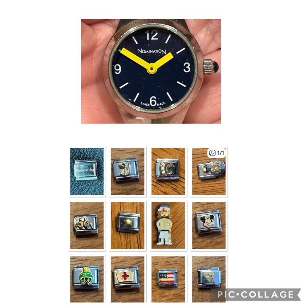 Nomination watch and 12 charms. (Some are dynaflex and some nomination).